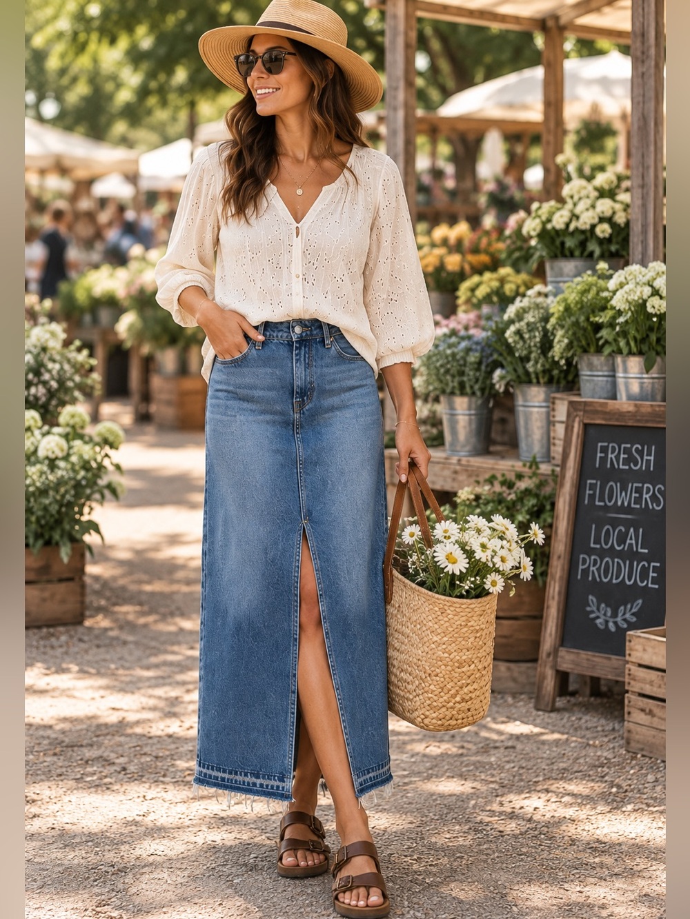 Wrangler Front Slit Denim Maxi Skirt Size 6